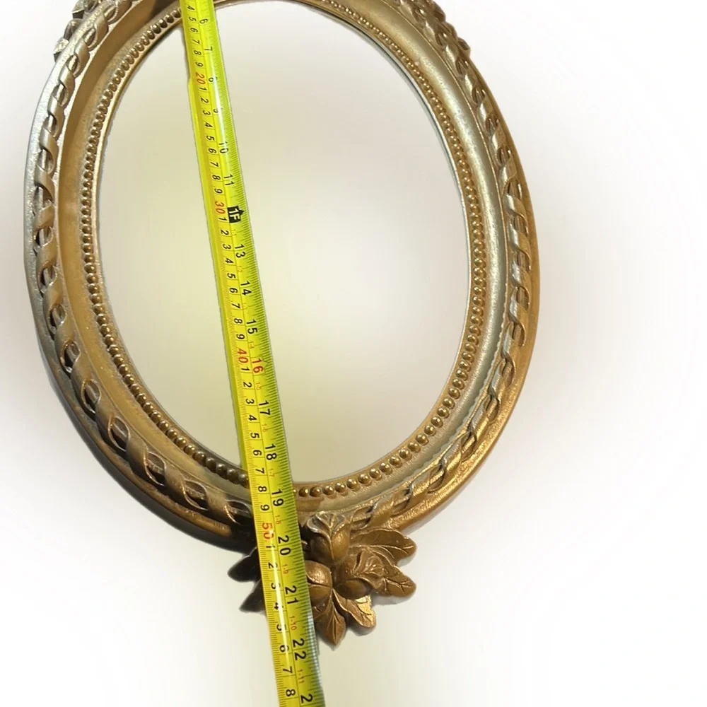 Vintage Home Interiors Bronze Tone Victorian Oval Wall Mirror Ribbons Rosebuds